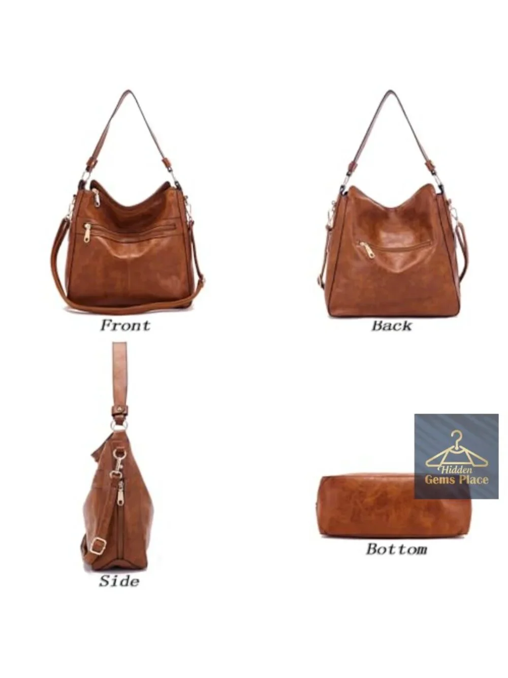 4-Piece Vegan Leather Handbag Set with Hobo Bag, Crossbody, Wallet, and Coin
